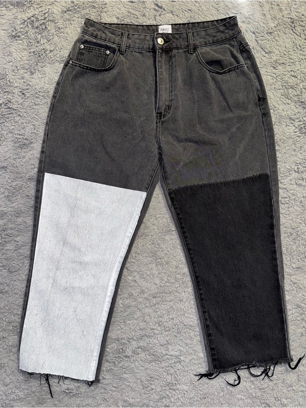 Princess Polly Two-Tone Black and Light Gray Boyfriend Jeans